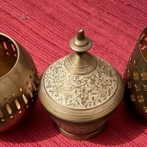 Intricately Designed Brass Home Accent Set